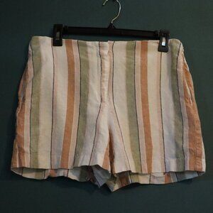 Rachel Zoe Better Together Linen High Rise Pink/Cream Stripe Short sz 8